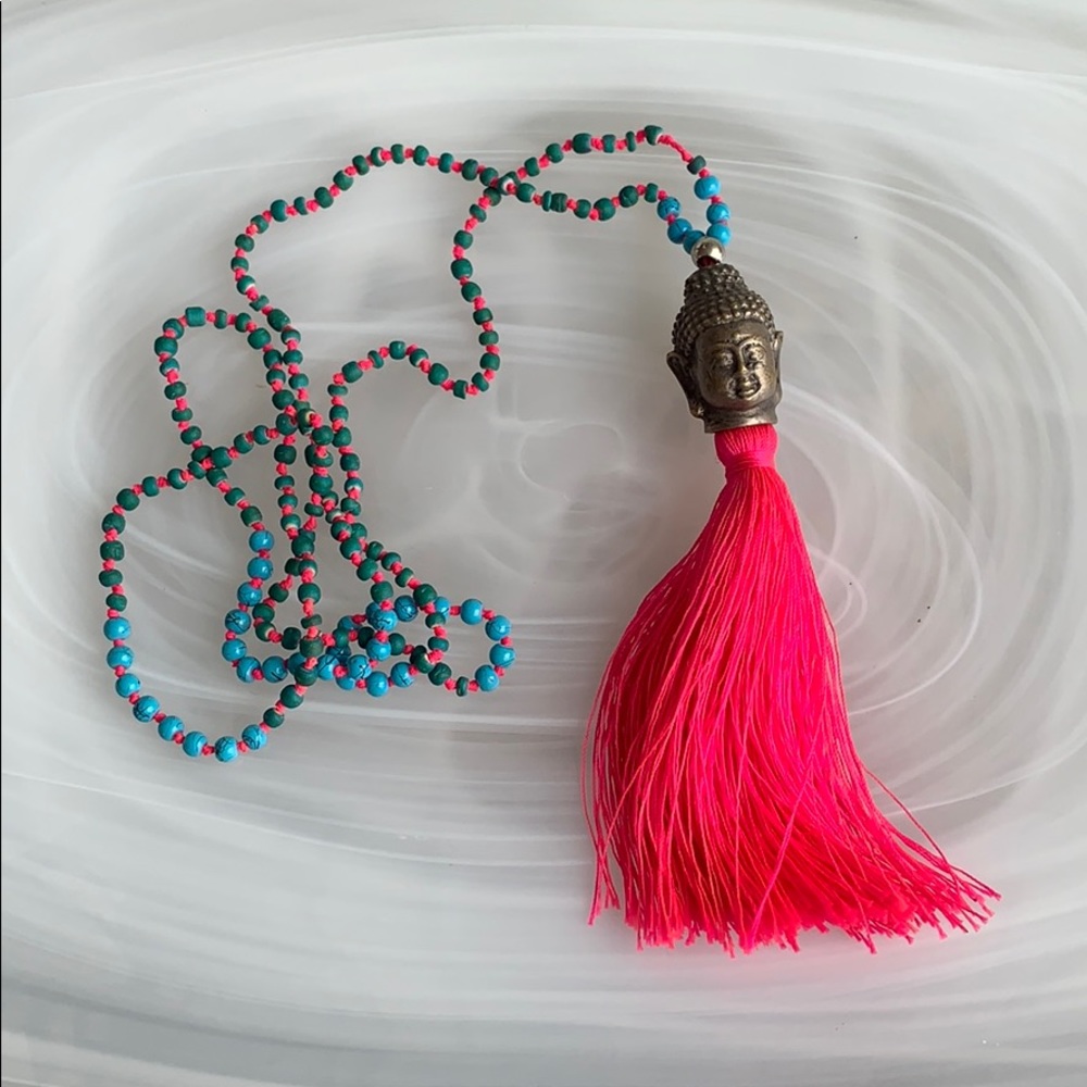 Buddha tassel beaded necklace